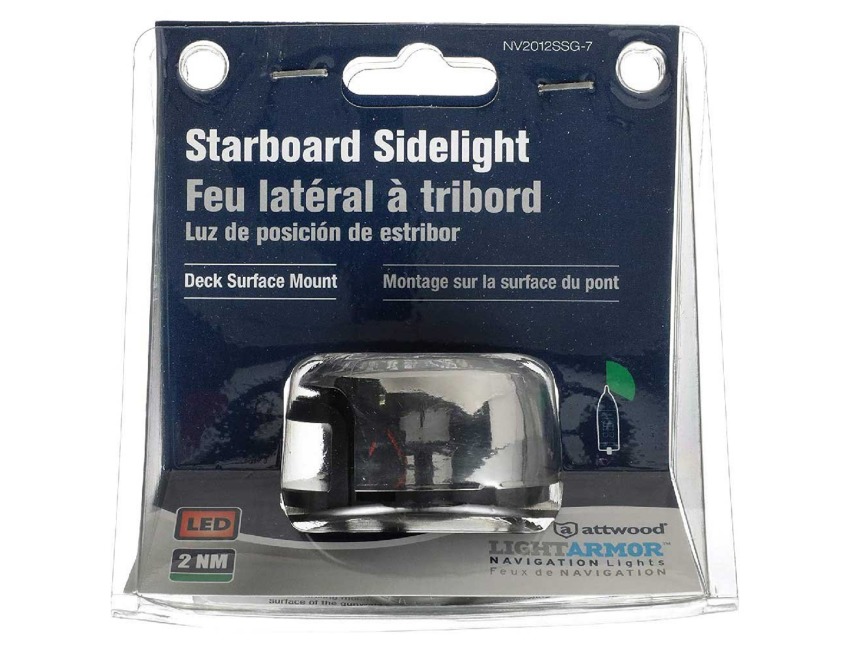 attwood Navigation Light LED 2NM Deck Mount Stainless Starboard